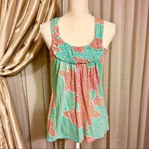 Anthropologie Aqua Coral Razorback Tank